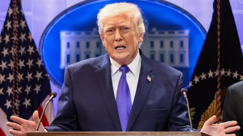 Donald Trump speaks at a press conference following the Supreme Court ruling against his global tariff program