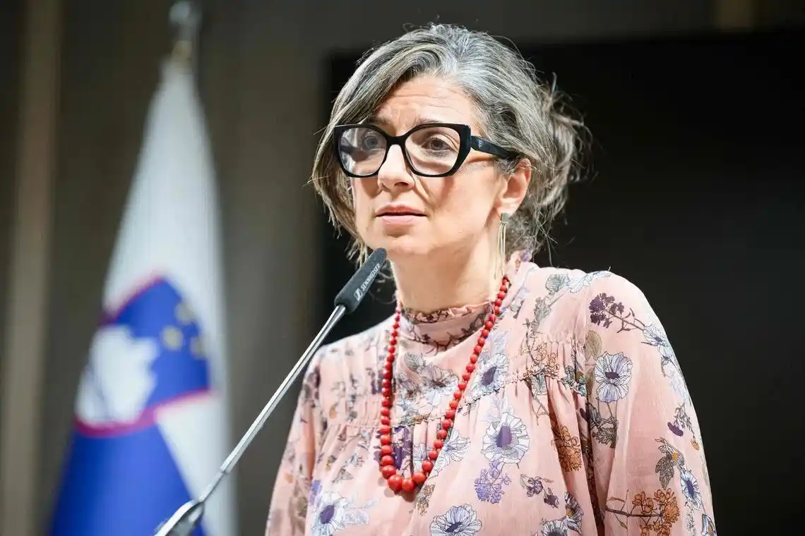 Francesca Albanese in an interview with the U.S. Treasury sanctions list in the background